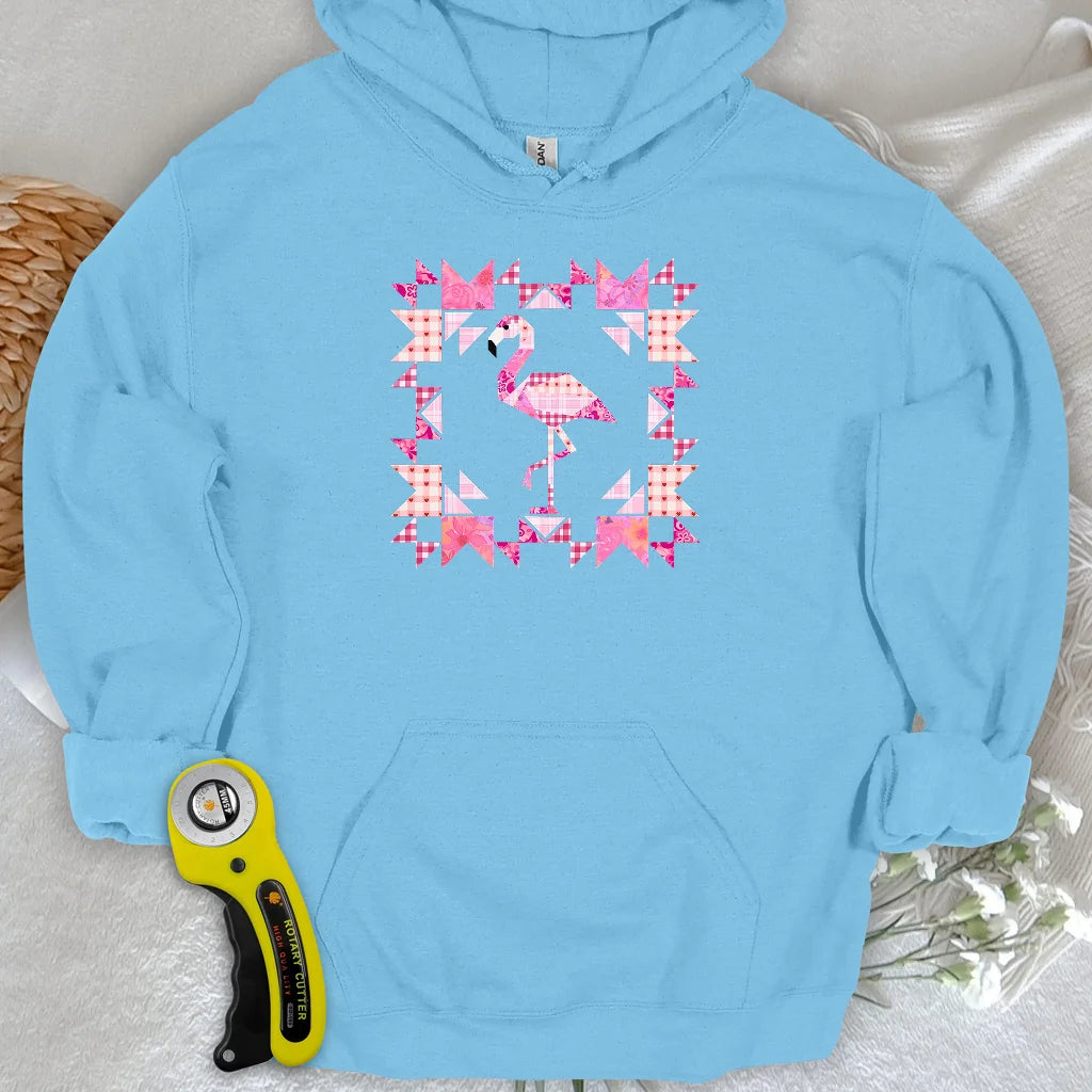 Sweat à capuche Flamant rose patchwork