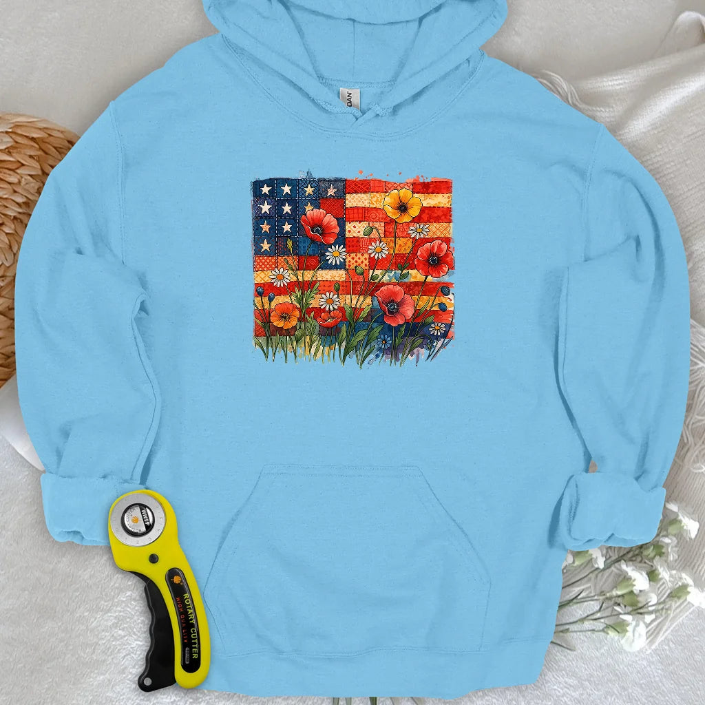 Sweat à capuche floral patchwork