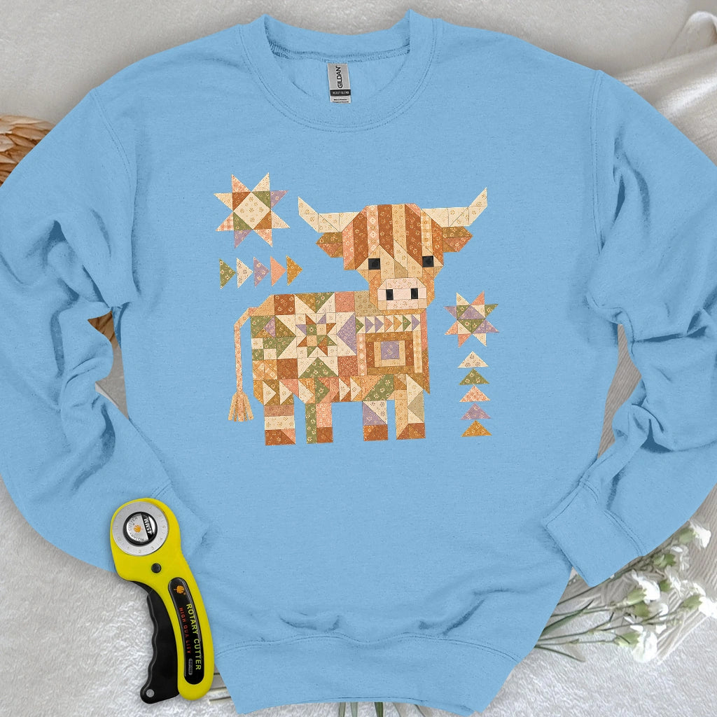 Patchwork Highland Cow Sweatshirt