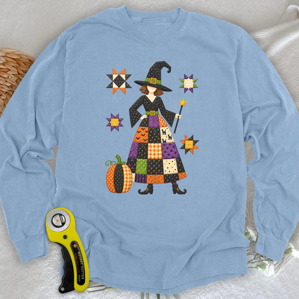 Patchwork Quilt Witch Long Sleeve T-shirt