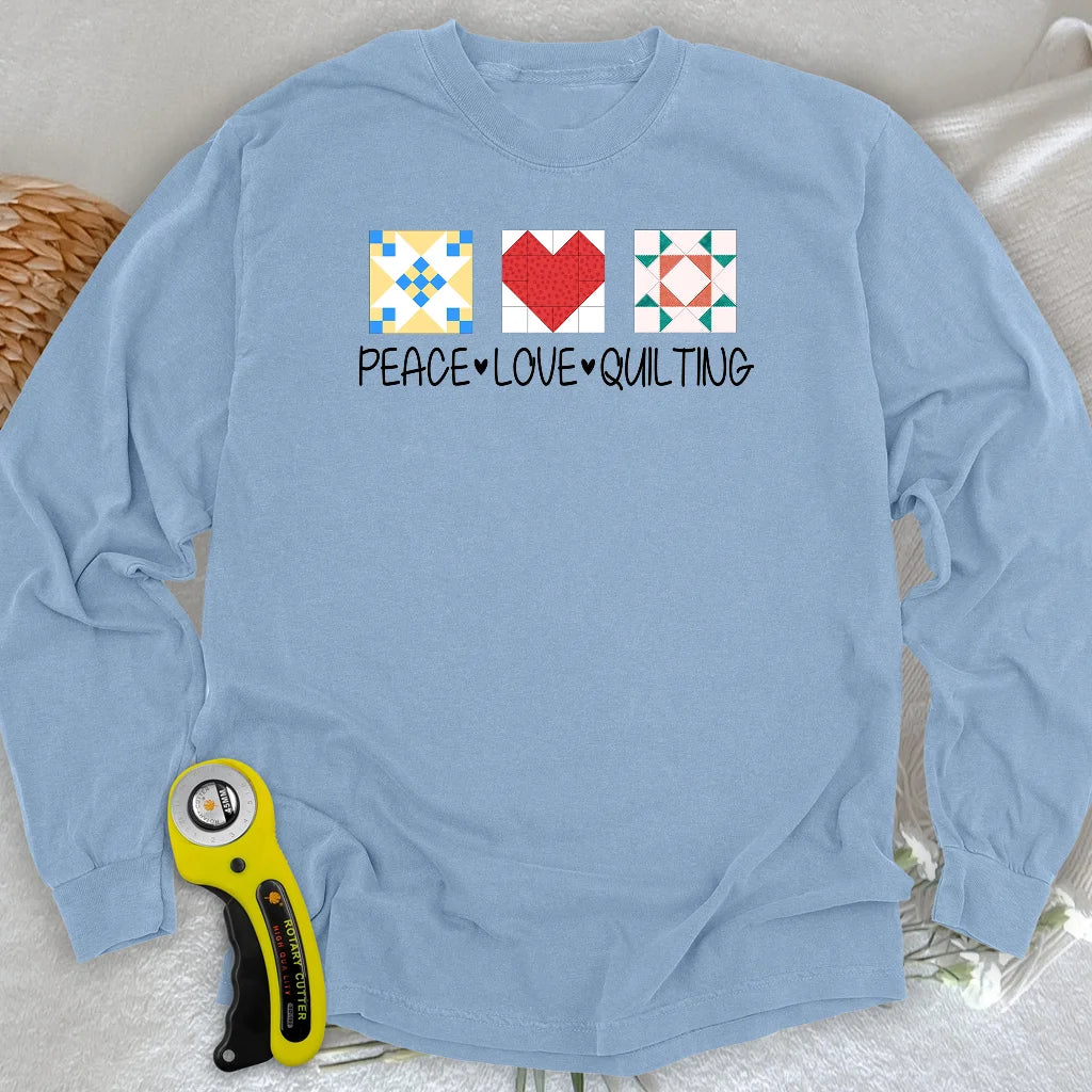 Peace Love Quilting Langarm-T-Shirt