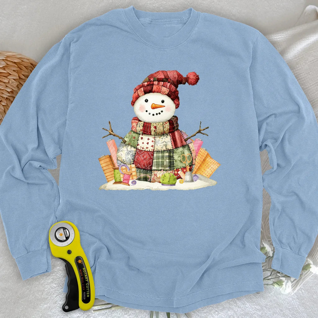 Quilting Snowman Long Sleeve T-shirt