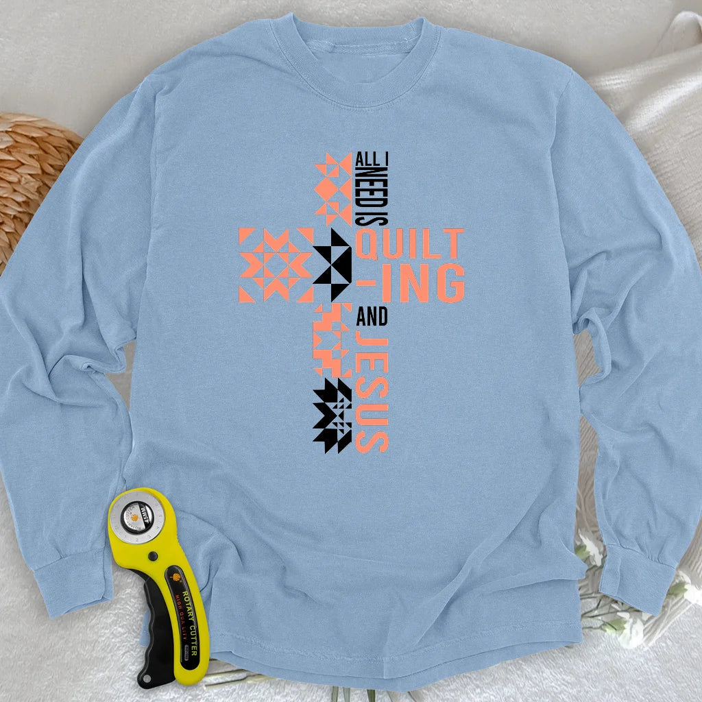 Steppnähen und Jesus Langarm-T-Shirt