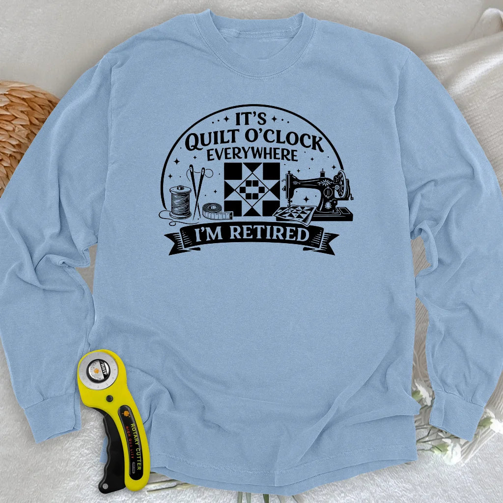 Langarm-T-Shirt für pensionierte Quilter