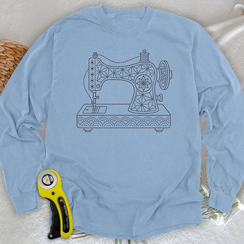 Sashiko Sewing Machine Long Sleeve T-shirt