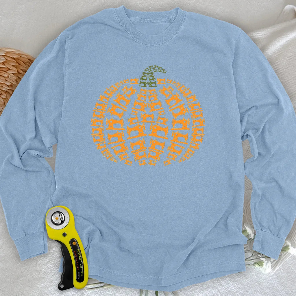 Nähmaschinen Kürbis Langarm-T-Shirt