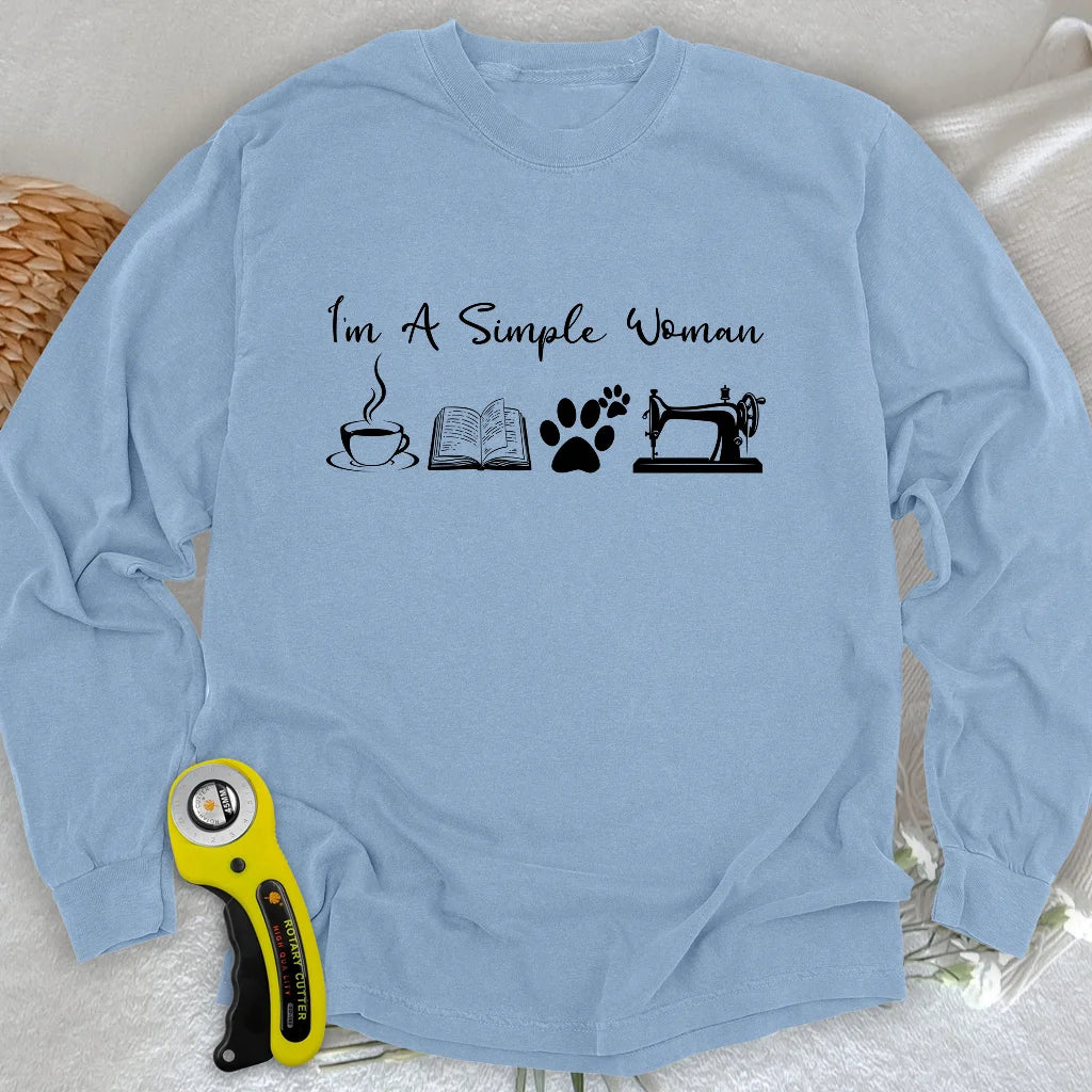 Nähende Frau Langarm-T-Shirt