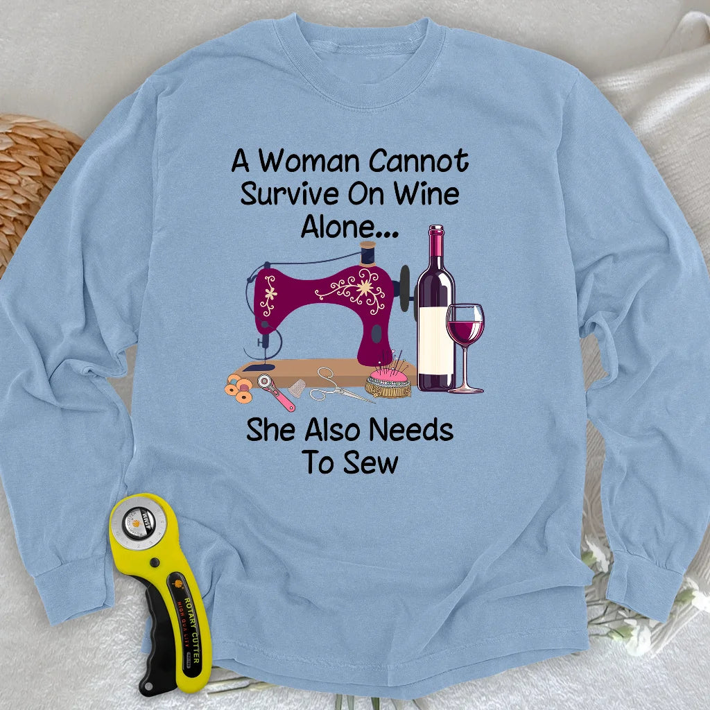 Sewing and Wining Long Sleeve T-shirt