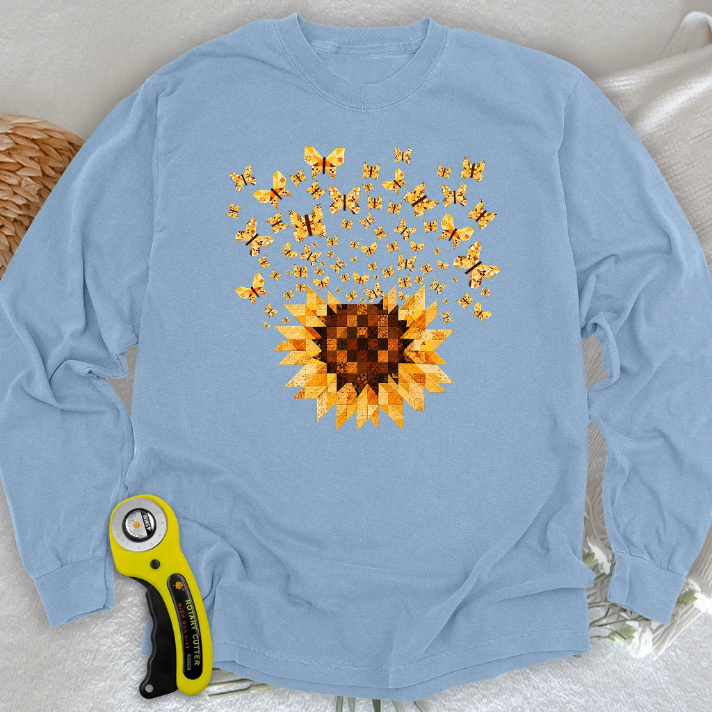 Sunflower Magic Quilt Bloom Long Sleeve T-shirt