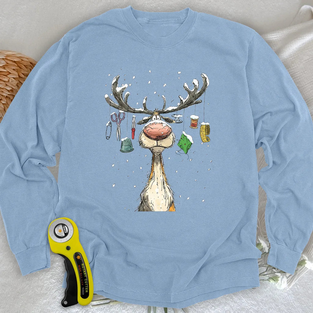 Das Rentier-Steppdecken-Langarmshirt