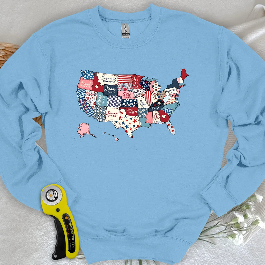 USA Quilt Map Sweatshirt