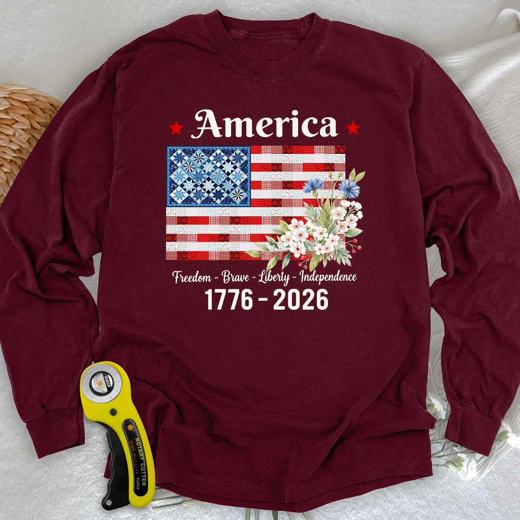 American Patchwork Bloom Long Sleeve T-shirt