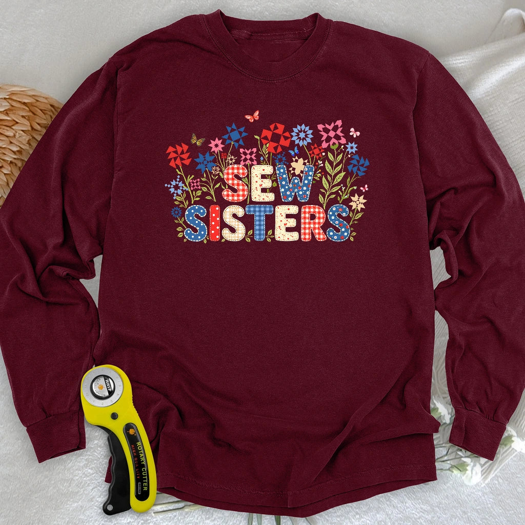 Appliqué Sew Sisters Long Sleeve T-shirt
