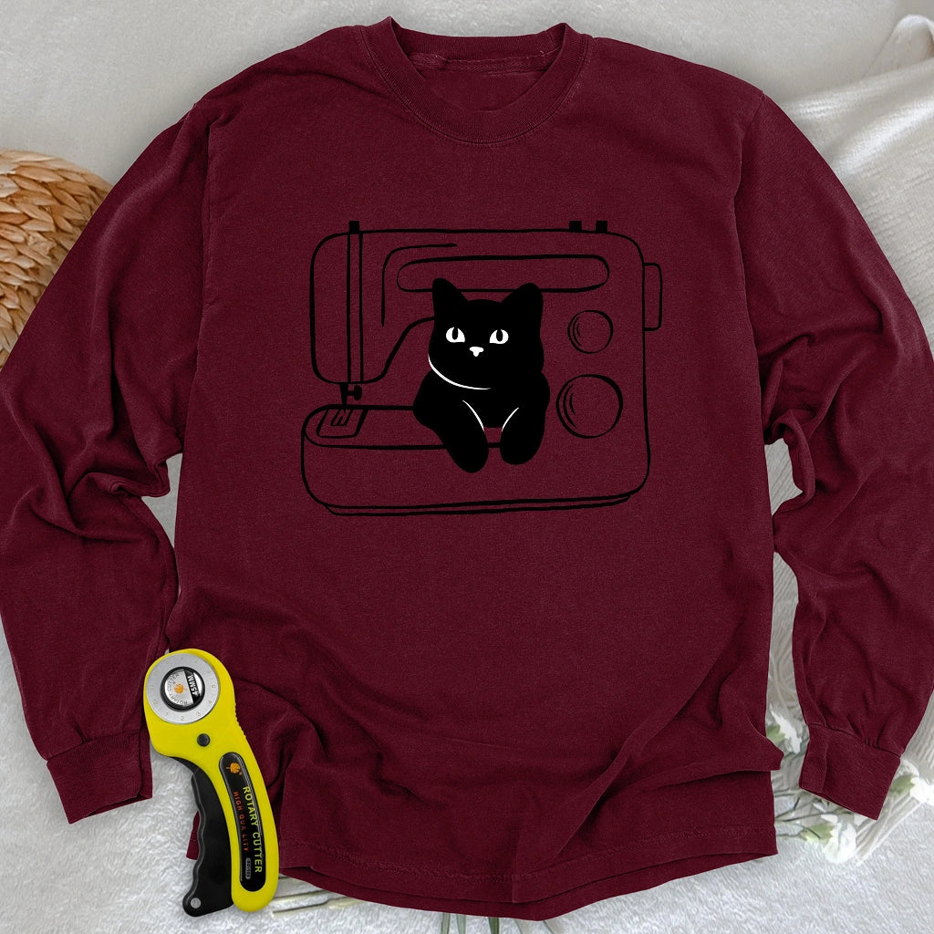 Black cat machine Long Sleeve T-shirt