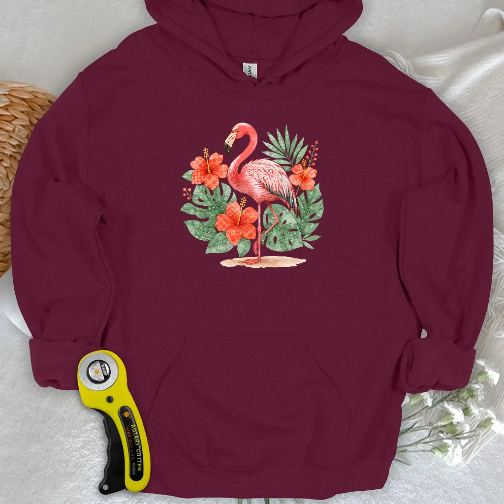 Flamingo & Floral Patchwork Hoodie
