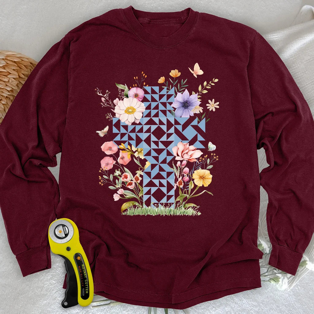 Floral Faith Quilt Langarm-T-Shirt