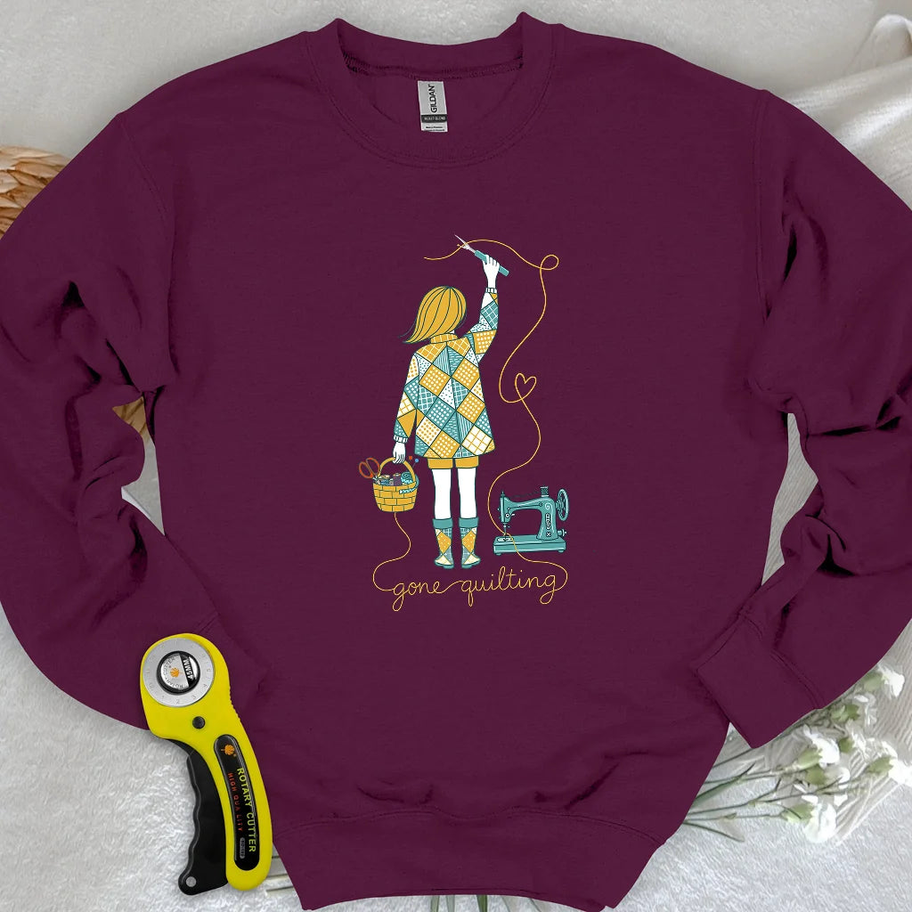 Sweat-shirt "Je suis partie faire de la courtepointe"