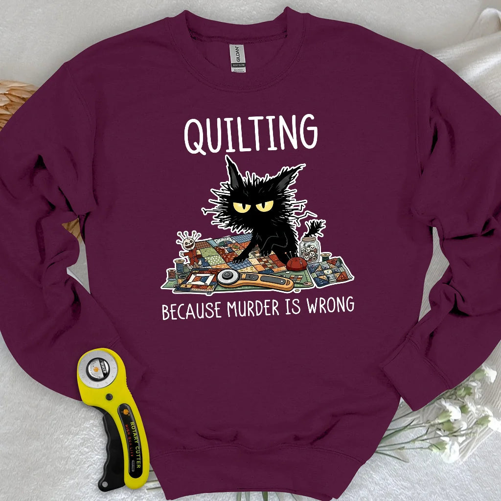 Mürrische Quilter-Katze Sweatshirt