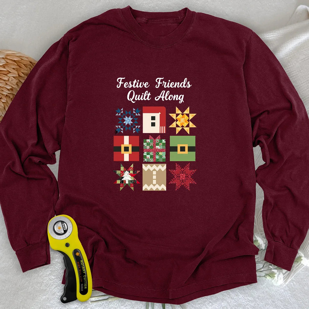 T-shirt à manches longues motif patchwork "Merry Makers"