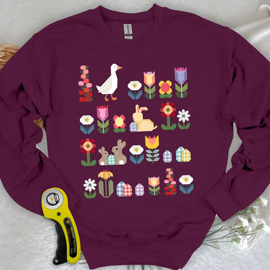 Patchwork-Blüten-Sweatshirt