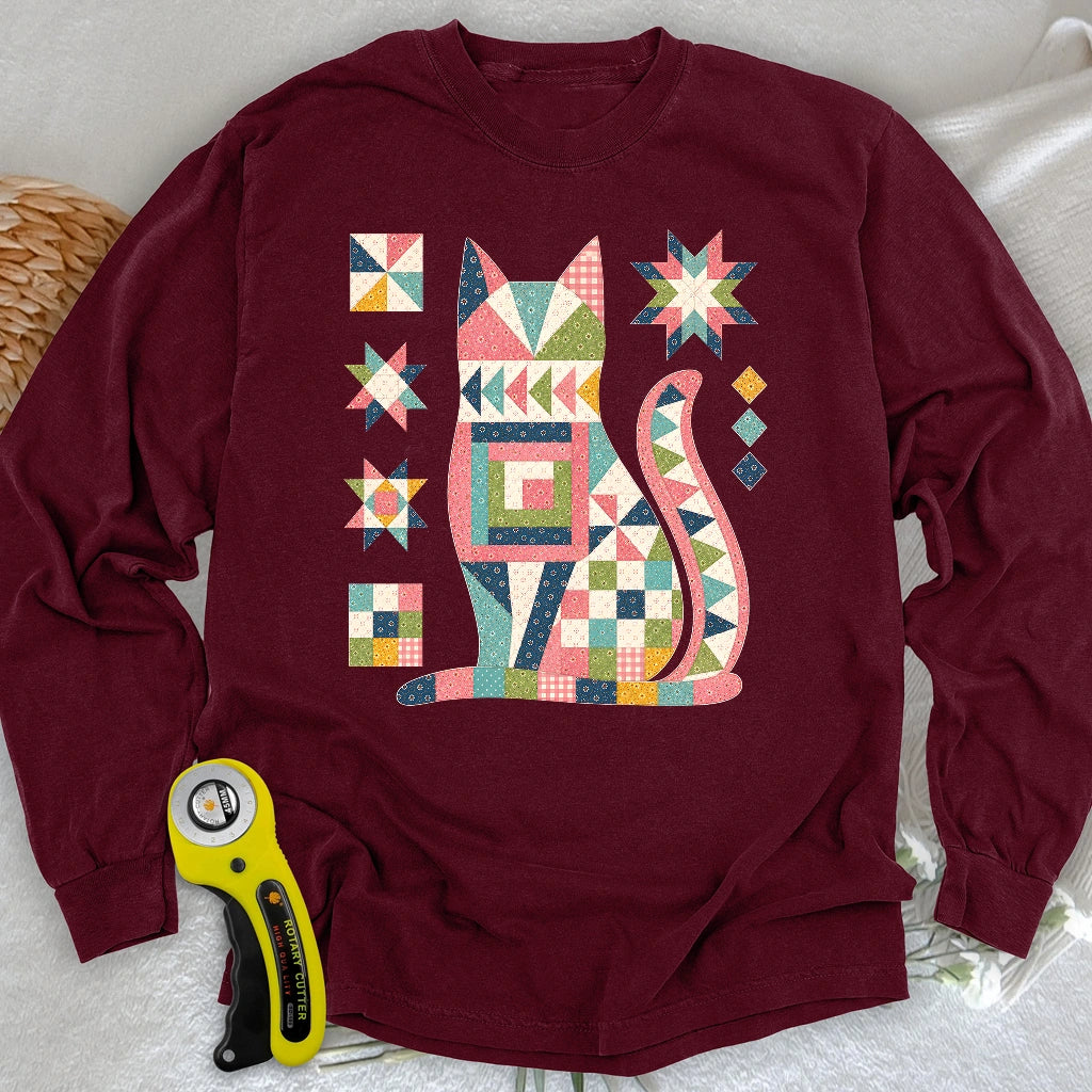 Patchwork Cat Long Sleeve T-shirt