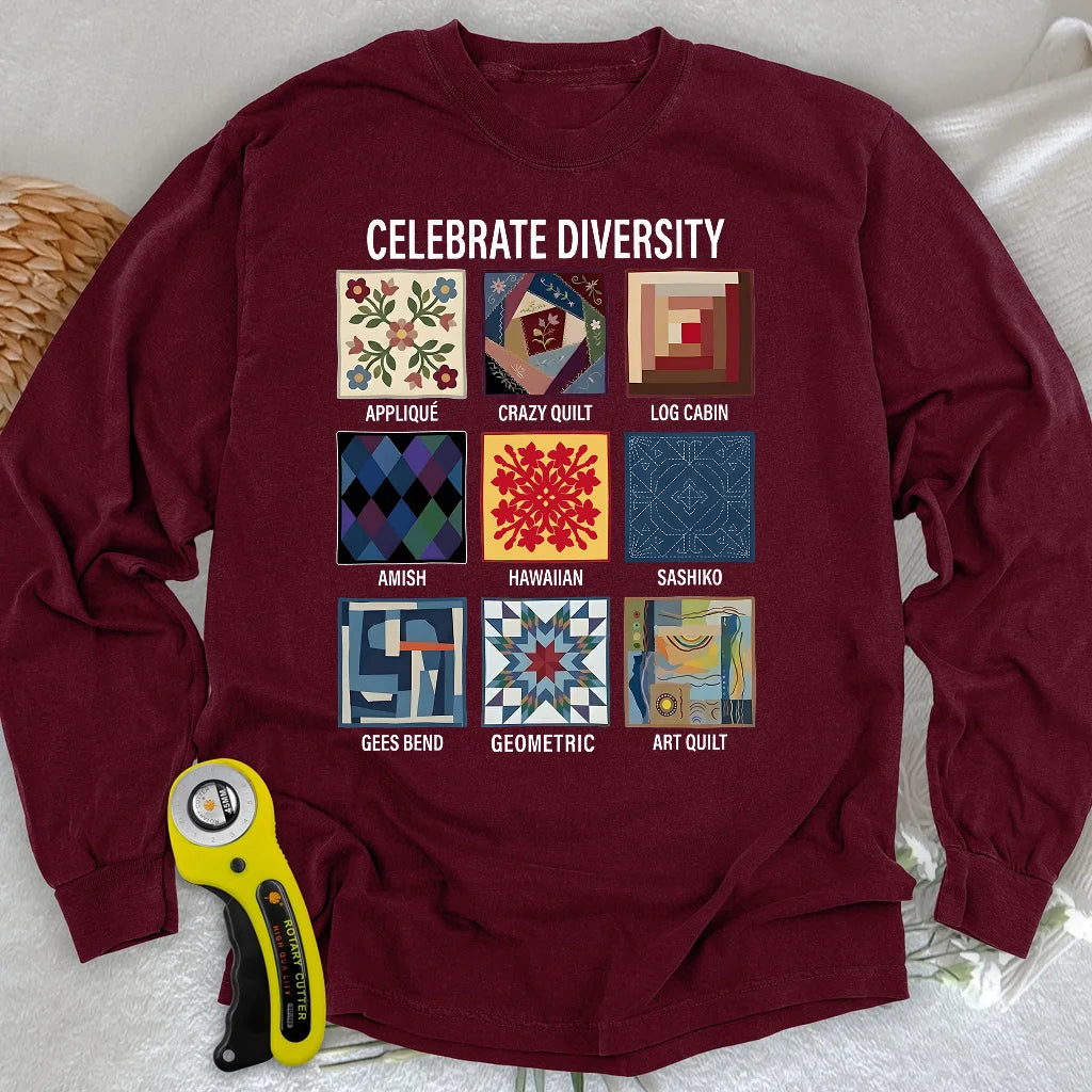 T-shirt à manches longues motif patchwork Diversity