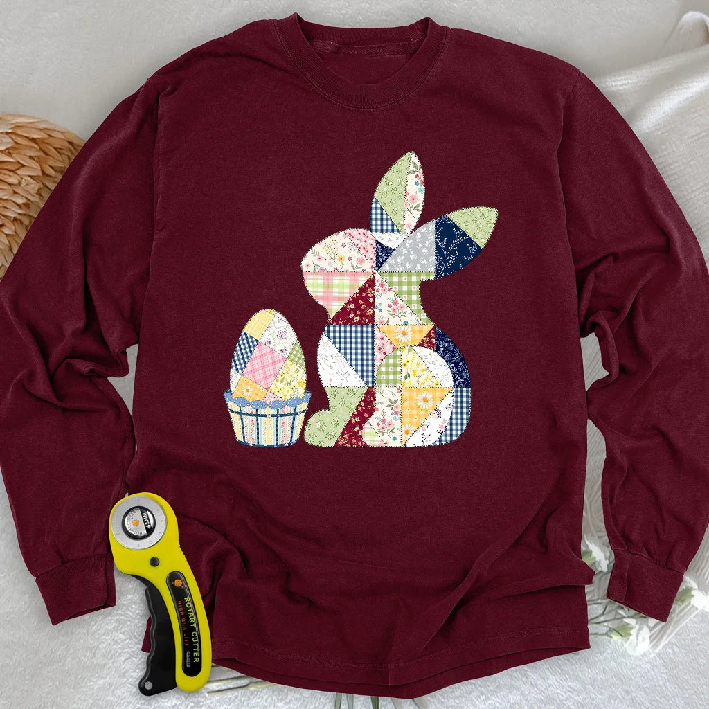 Patchwork Easter Bunny Long Sleeve T-shirt
