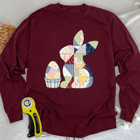 Patchwork Easter Bunny Long Sleeve T-shirt