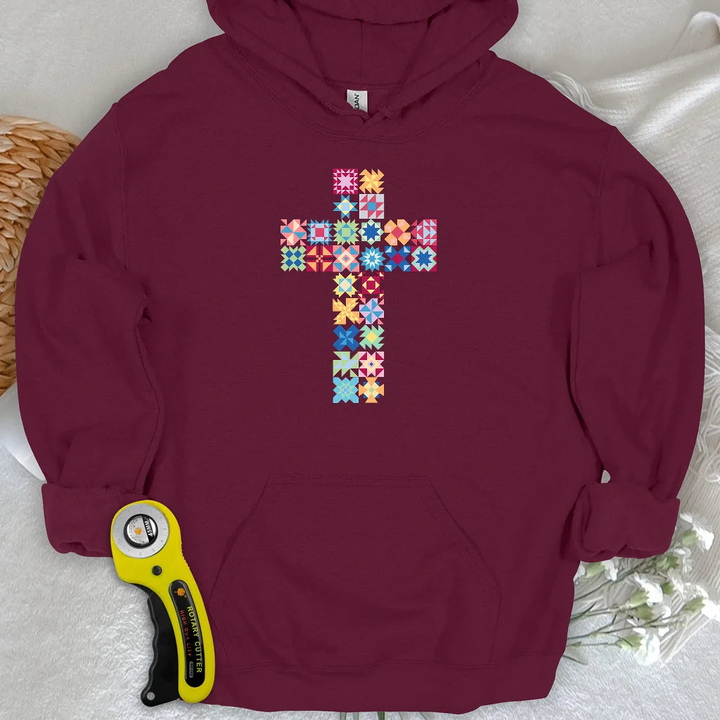 Patchwork Faith Cross Hoodie