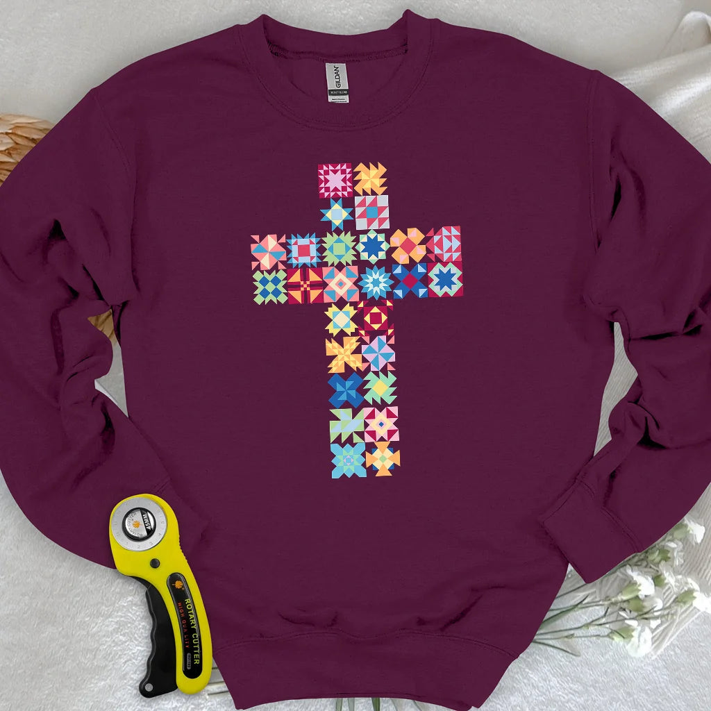 Patchwork Faith Cross Sweatshirt