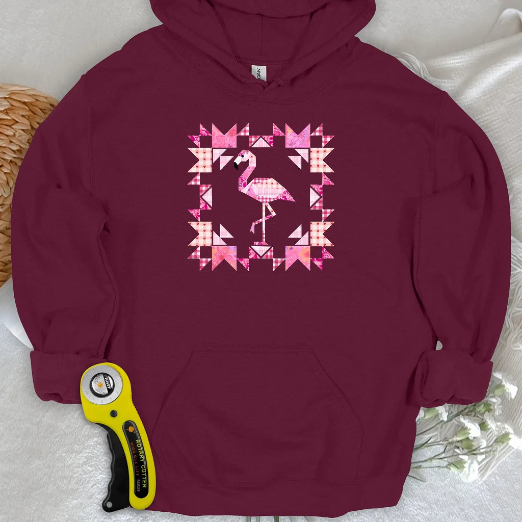 Sweat à capuche Flamant rose patchwork