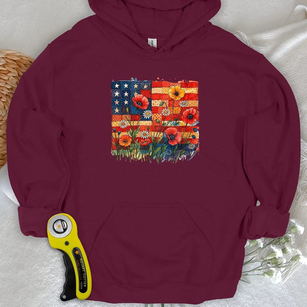 Sweat à capuche floral patchwork