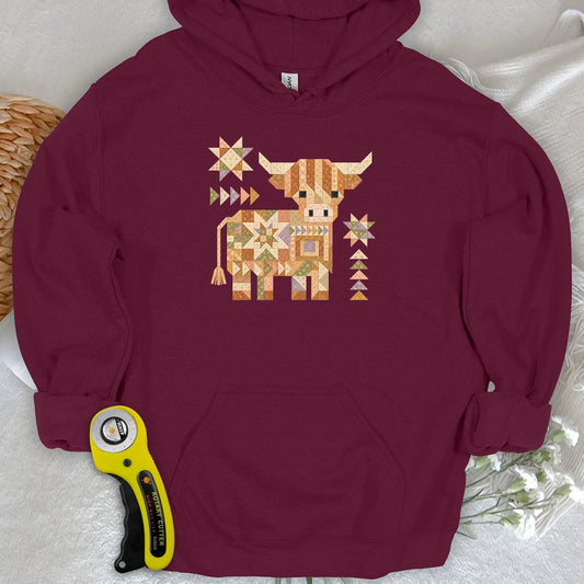 Patchwork Highland Cow Hoodie