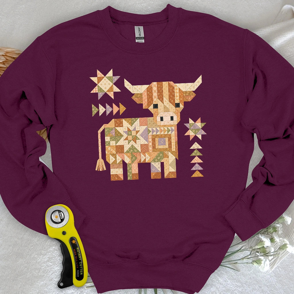 Patchwork Highland Cow Sweatshirt