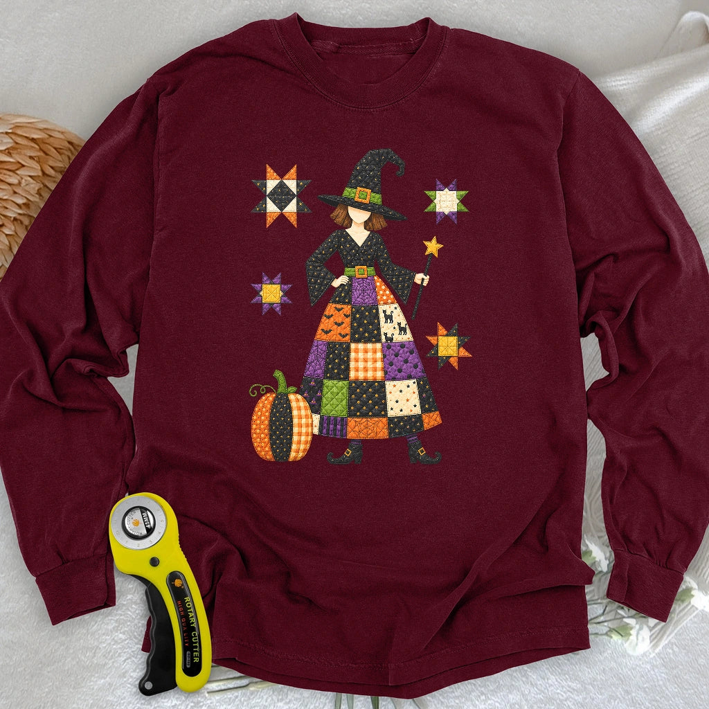 Patchwork Quilt Witch Long Sleeve T-shirt