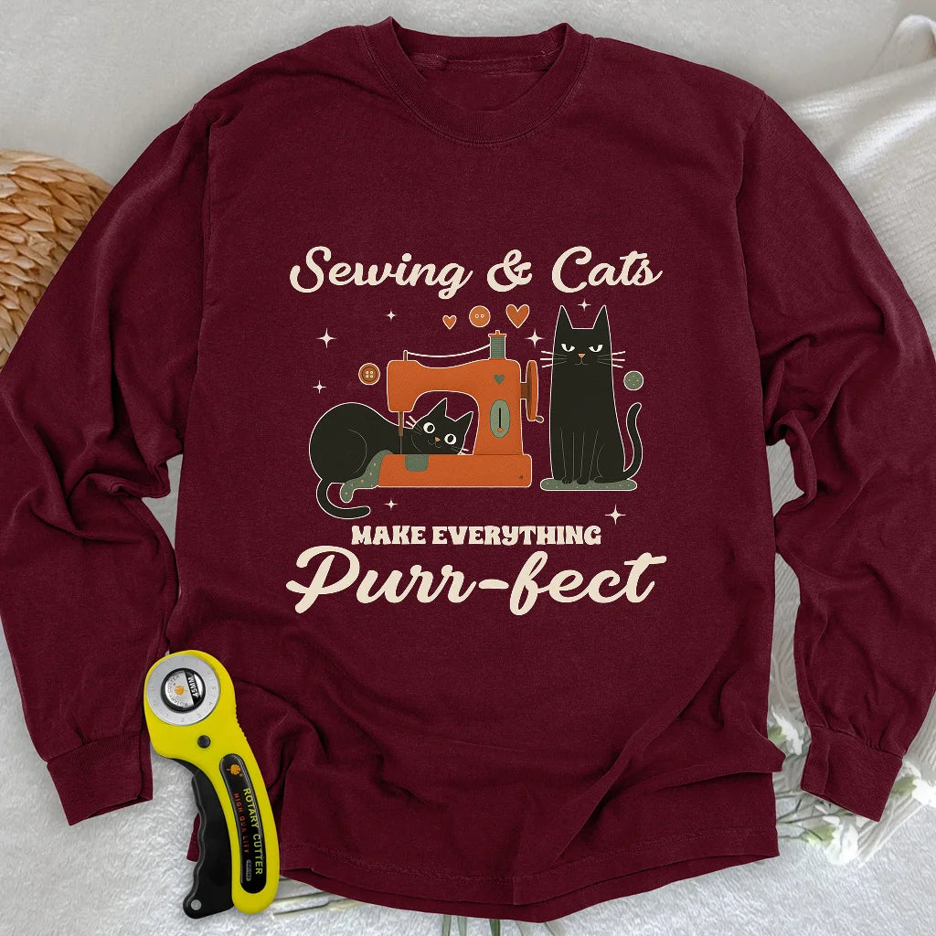 Purr-fect Sewing Long Sleeve T-shirt