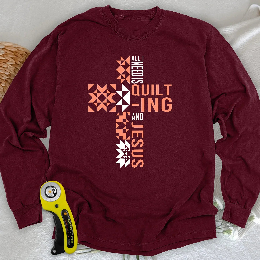 Steppnähen und Jesus Langarm-T-Shirt