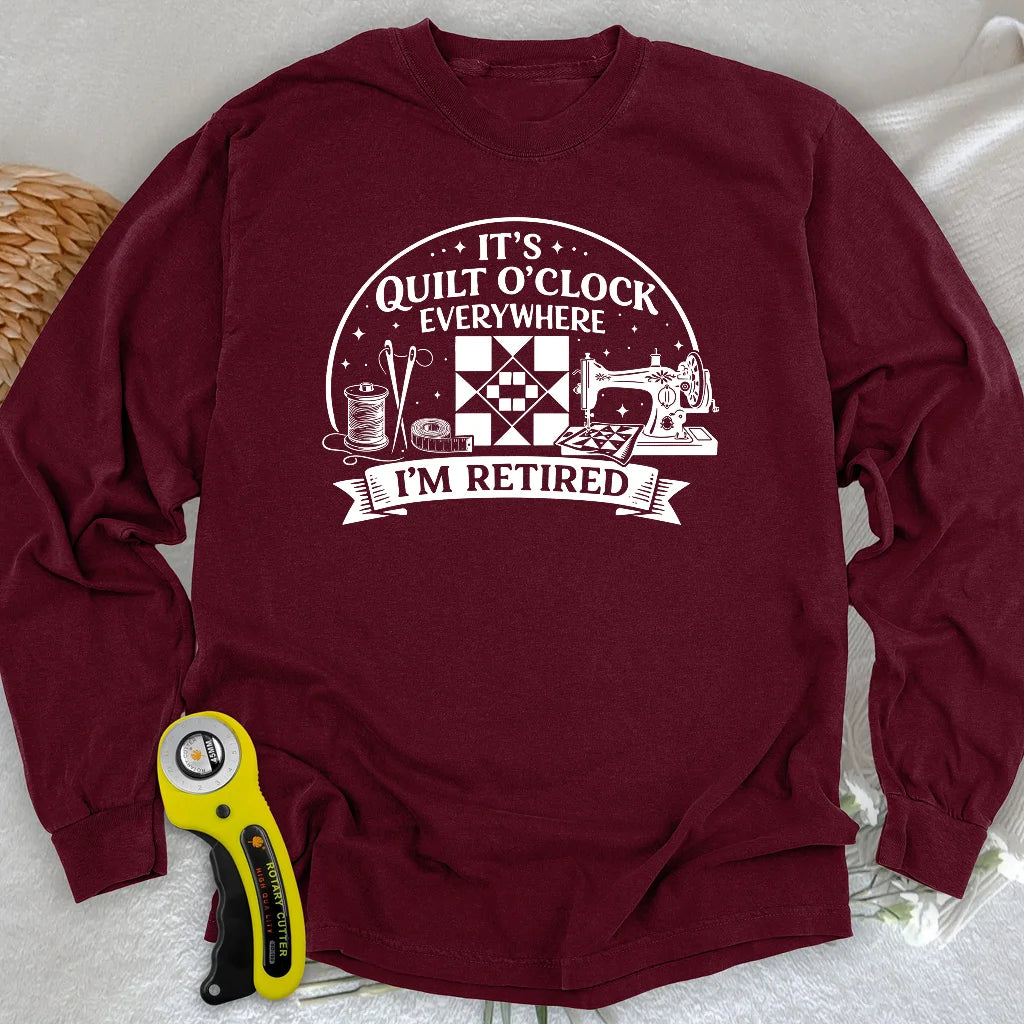 Langarm-T-Shirt für pensionierte Quilter