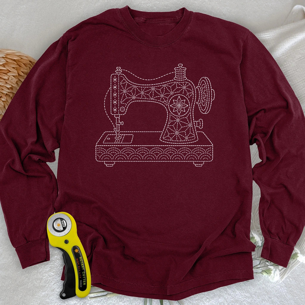 Sashiko Sewing Machine Long Sleeve T-shirt