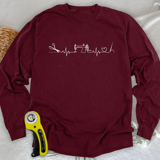 T-shirt à manches longues motif cœur et couture