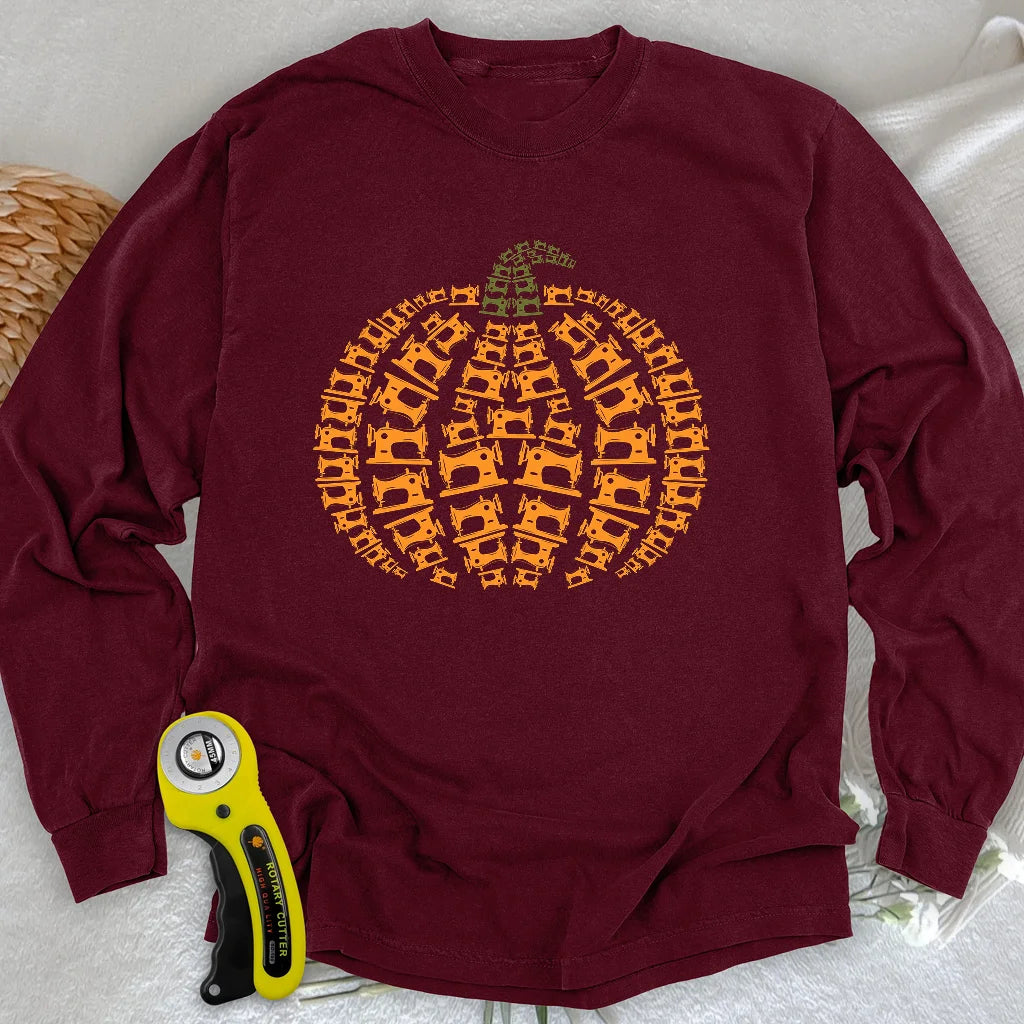Sewing Machine Pumpkin Long Sleeve T-shirt