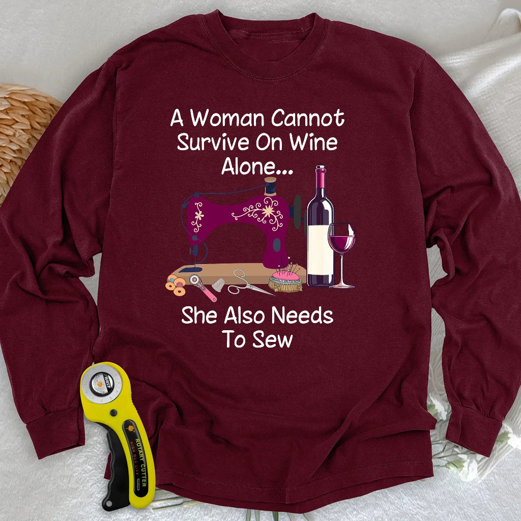 Sewing and Wining Long Sleeve T-shirt