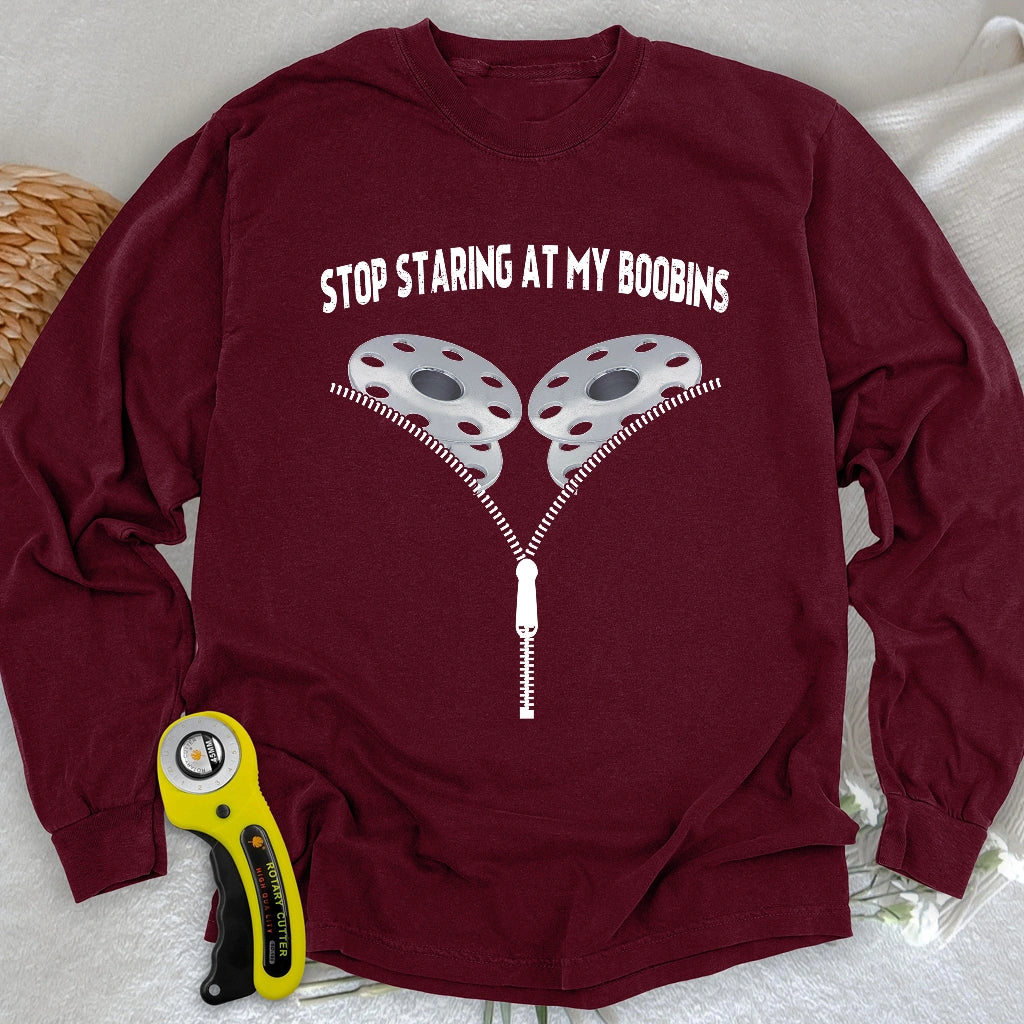 Stop Staring At Boobins Long Sleeve T-shirt