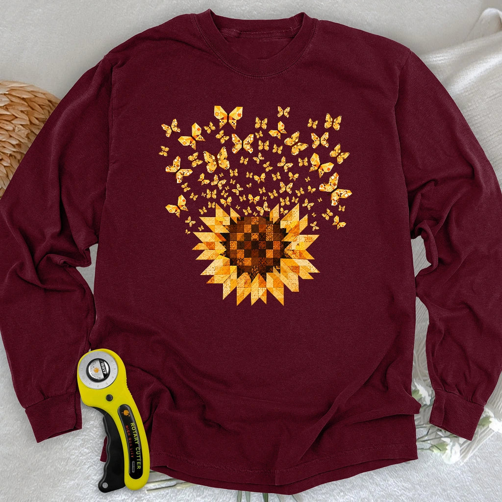 Sunflower Magic Quilt Bloom Long Sleeve T-shirt