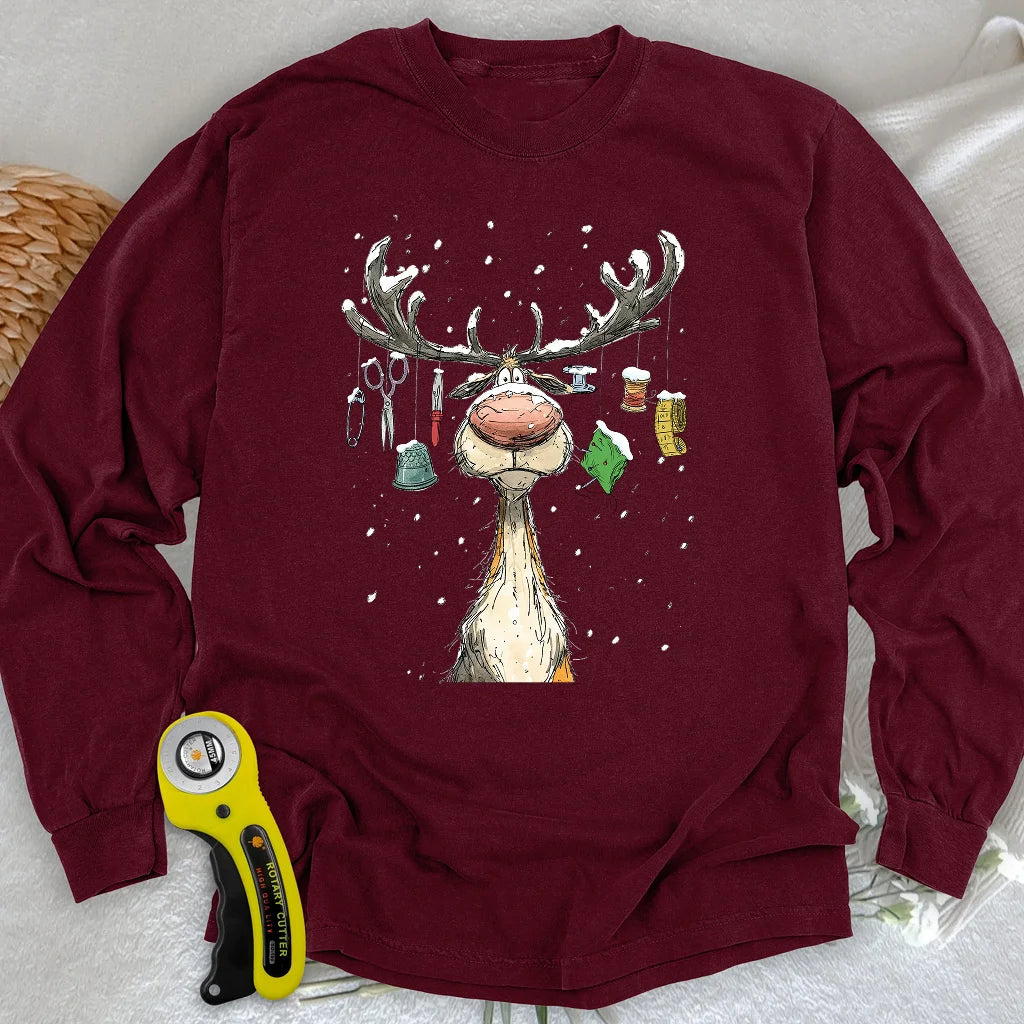 Das Rentier-Steppdecken-Langarmshirt