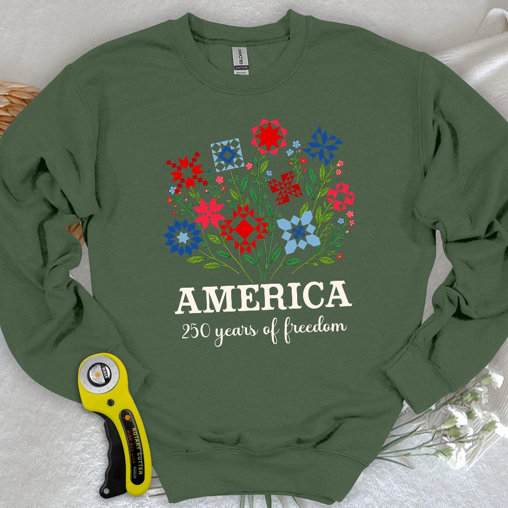 Americana Quilt Blooms Sweatshirt