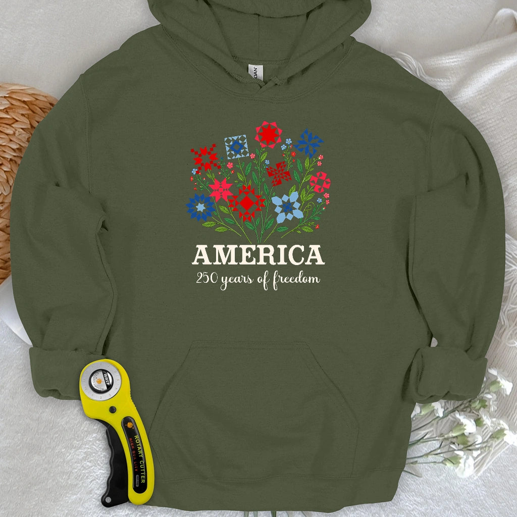 Americana Quilt Blooms Hoodie