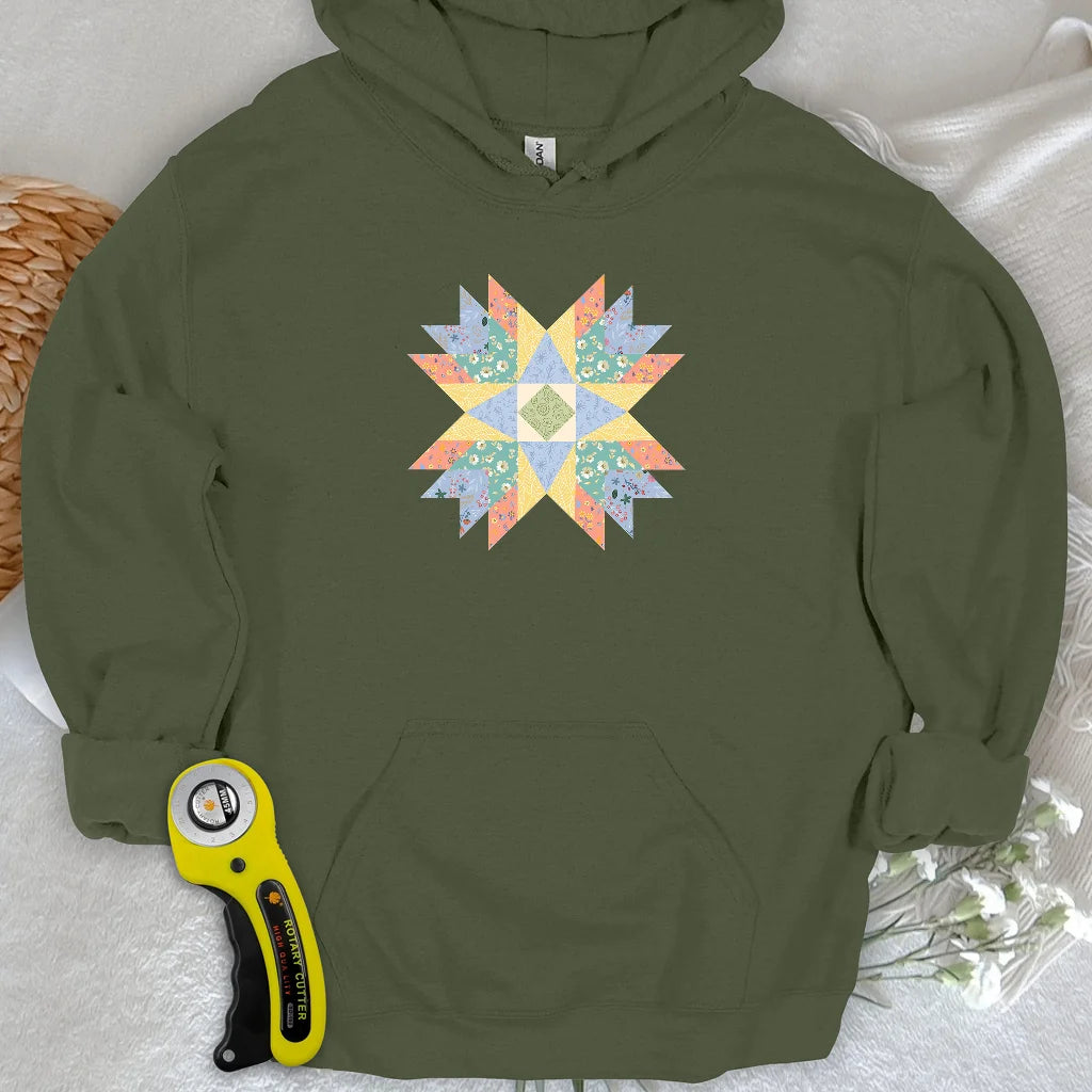Sweat à capuche matelassé Étoile fleurie
