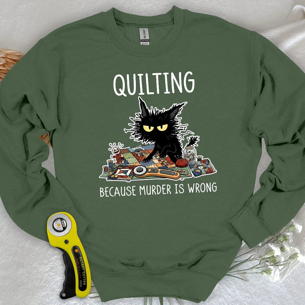 Mürrische Quilter-Katze Sweatshirt