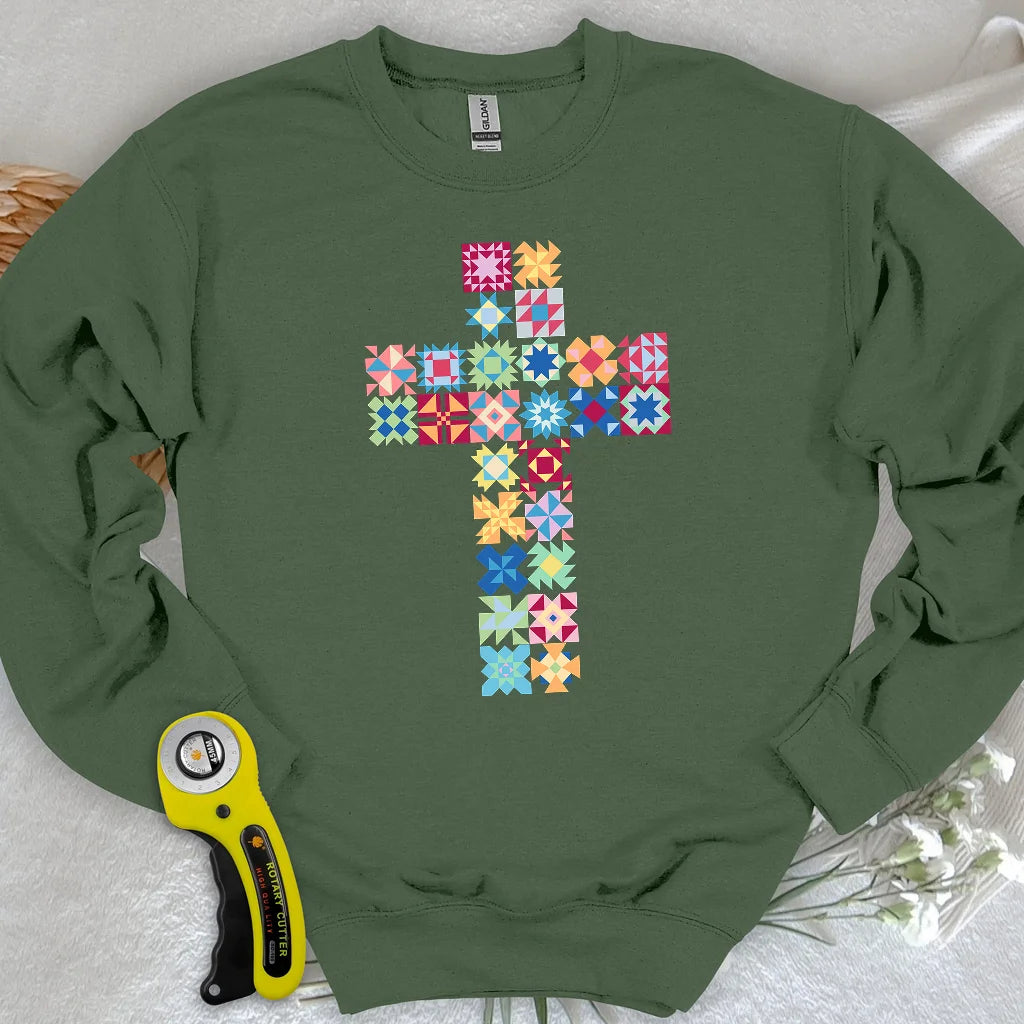 Patchwork Faith Cross Sweatshirt